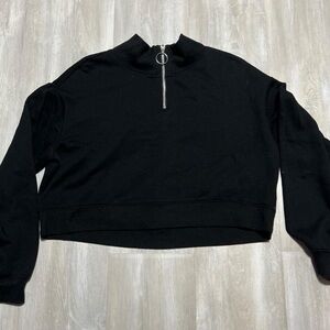 Womens H&M Cropped Black Zip-Up Sweatshirt